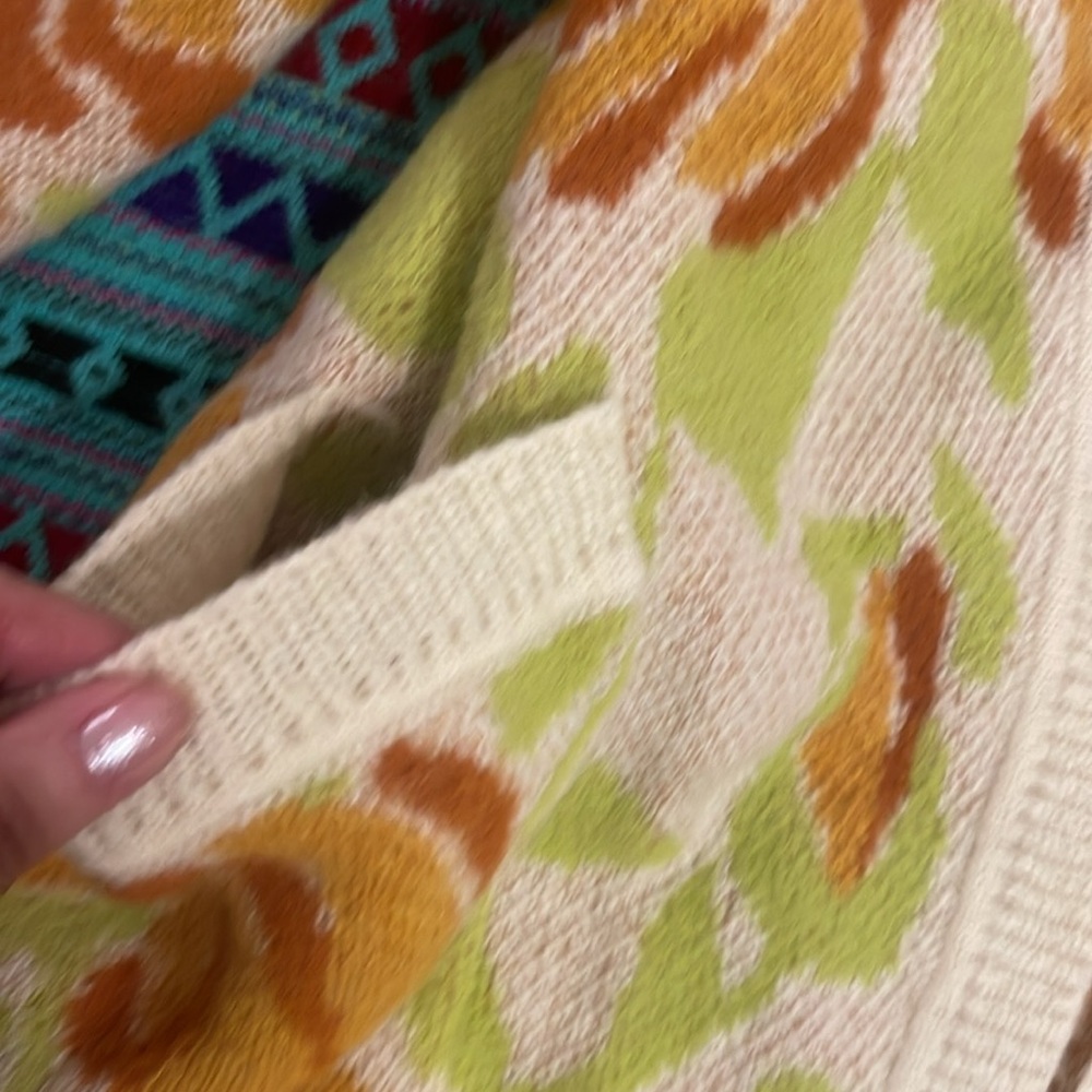✨BNWT🌸 Free People BL🌸🌸M Cardigan orange lime combo SOLD OUT! XS OVERSIZED - Picture 6 of 11